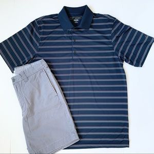 Navy Stripe Dry Fit Collar Short Sleeve Navy Shirt